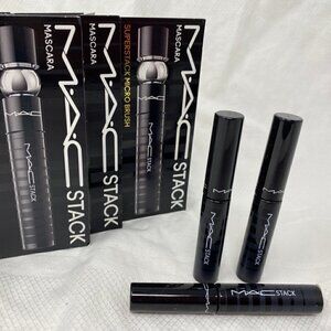 3- MAC Stack Mascara Superstack Micro Brush Black Mascara .07 oz on cards
